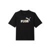 Puma Американский ретро-буквенный логотип с принтом, круглый вырез, свитер, короткий рукав, футболка, женская, черная 676682-01