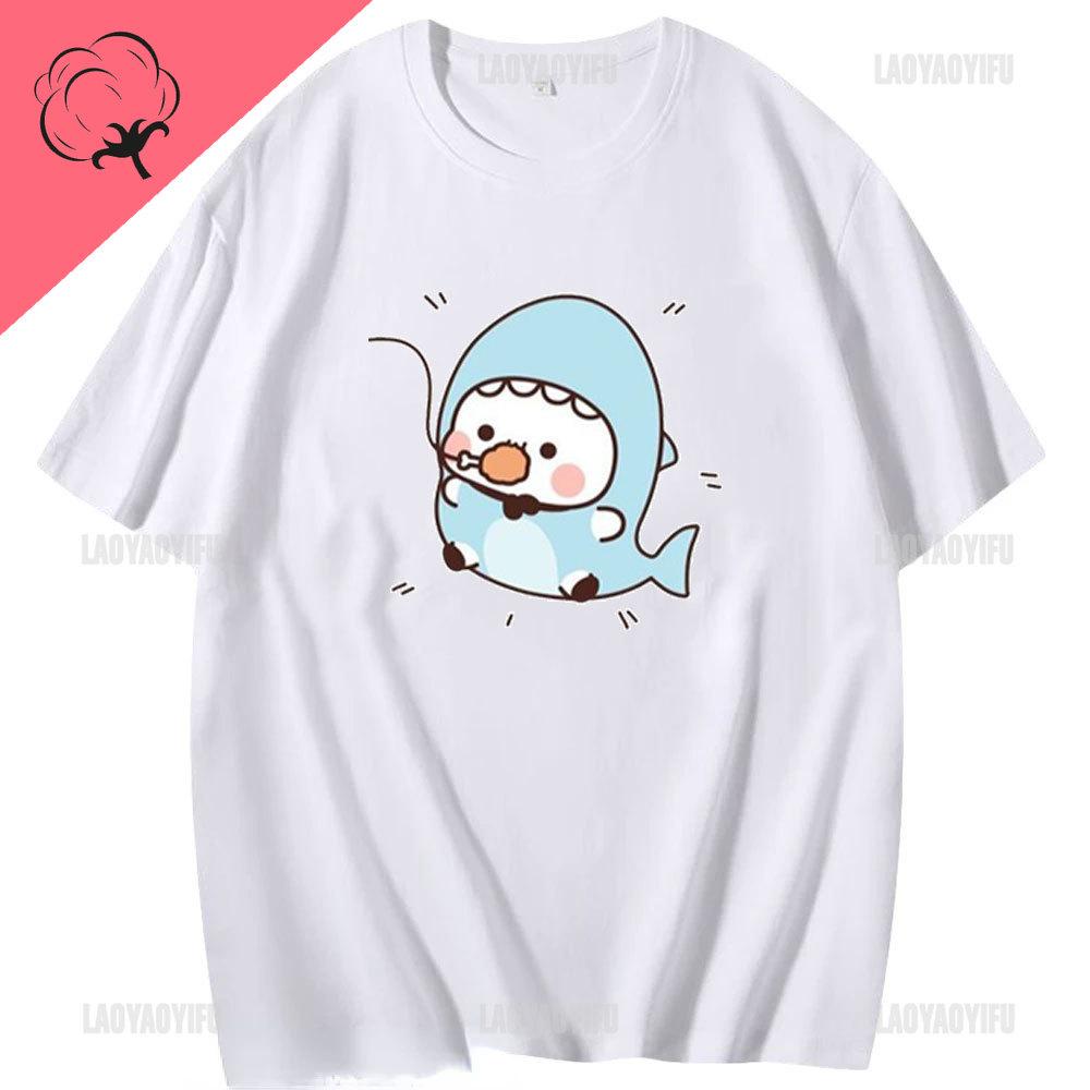 Футболка Kawaii Bubu Dudu для девочек с рисунком панды, футболка унисекс, летняя повседневная футболка унисекс, женская хлопковая футболка унисекс