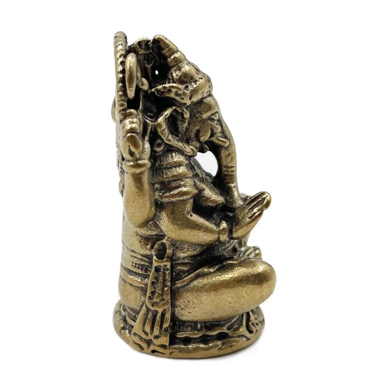 Mini Vintage Brass Ganesha Statue Pocket India Thailand Elephant God Figure Sculpture Home Office Desk Decorative Ornament Gift