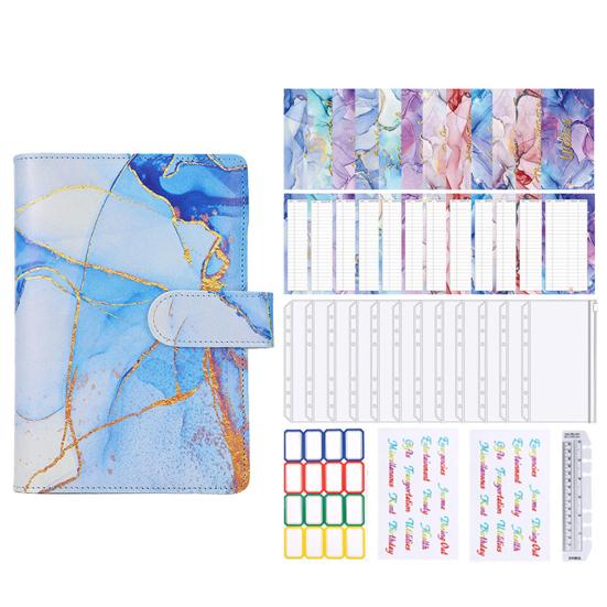 Блокнот-планировщик бюджета, полезный с наклейками и линейками, сумки на молнии, цветной органайзер формата А6 с мрамором, органайзер для денег, переплет книг для школы