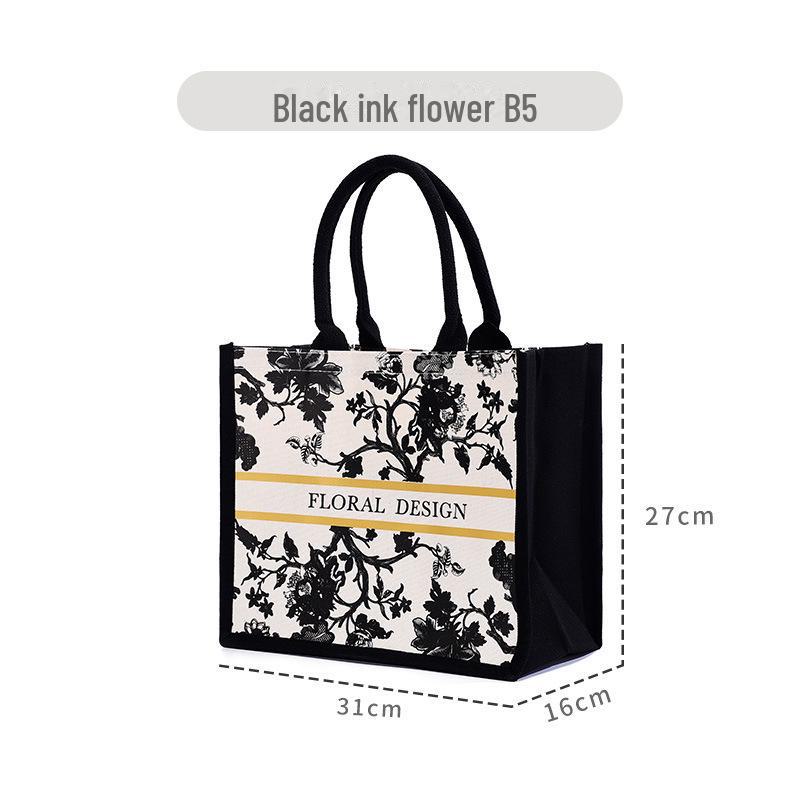 Large 3D Floral Canvas Tote with Custom Ribbon - Ideal for Corporate Promotions
