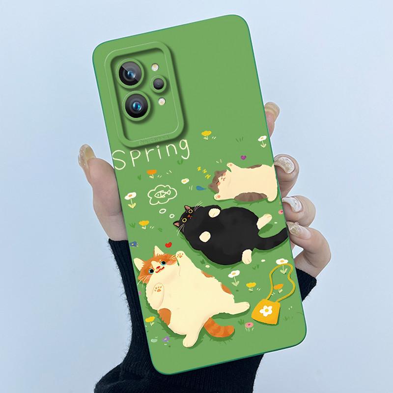 For Realme GT 2 Pro Phone Case Cute Panda Girl Cats Liquid Silicone Camera Protection Back Cover For Realme GT2 Pro GT2Pro Funda