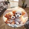 Adorable Puppy Design Round Rug Flannel Soft Floor Mat for Kids Room Nursery Playroom Area Carpet Non Slip Durable Easy CleanPet