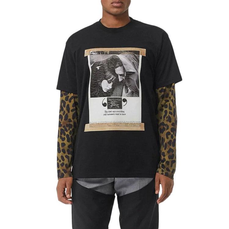 Burberry T-Shirts Men's Black Crew Neck Moderate Straight Fit 80099741