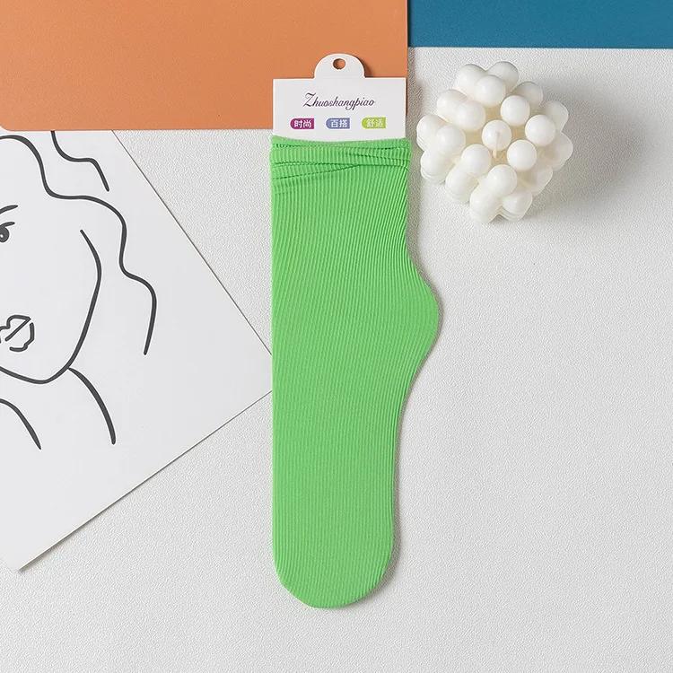 One Pairs Japanese Korean Women Ice Thin Loose Calf Tube Socks Summer Nylon Socks Fashion College Style Solid Color Socks