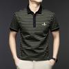 Легкая повседневная мужская вышитая полосатая футболка-поло с коротким рукавом и лацканами, повседневная дышащая футболка