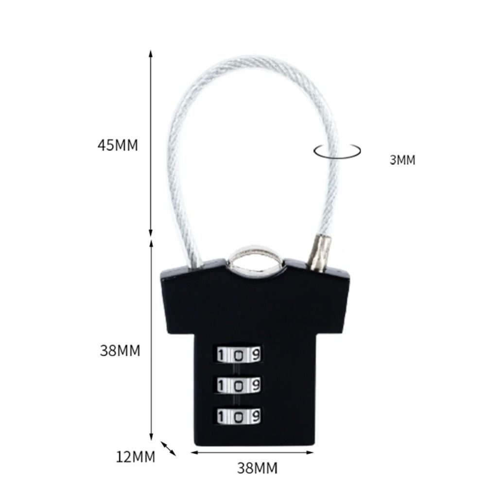 3 Digit Password Lock Steel Wire Suitcase Luggage Coded Lock Multifunctional Security Lock