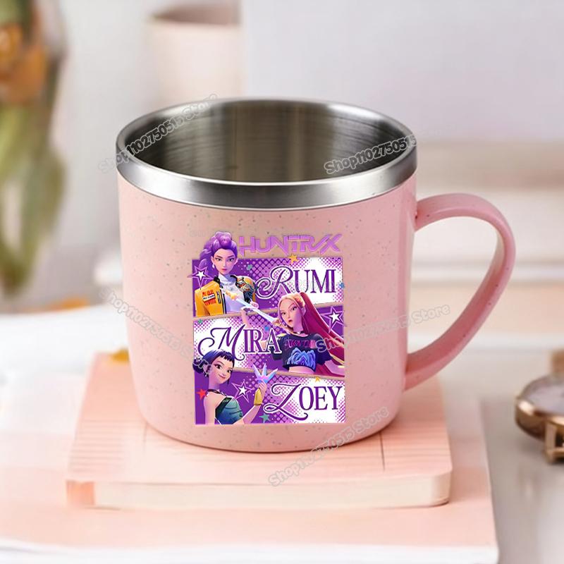 KPop Demon Hunters Children Home Water Cups Cartoon Stainless Steel Milk Mugs School Office Coffee Tea Adorable Girl Drink Cups