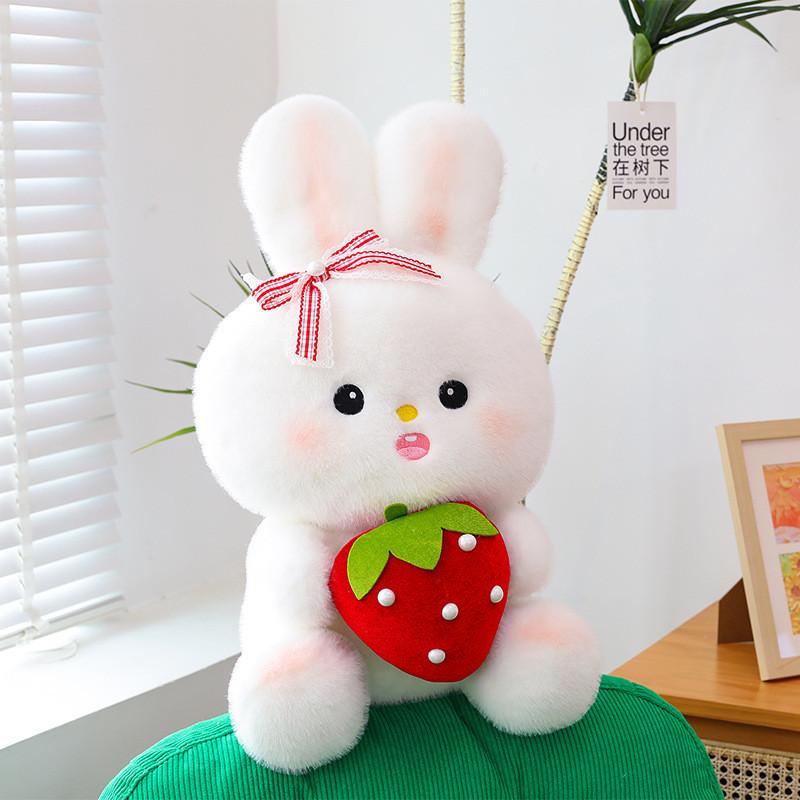 Rabbit Stuffed Strawberry Animal Plush Toy Backpack Cartoon Badroom Decoration
