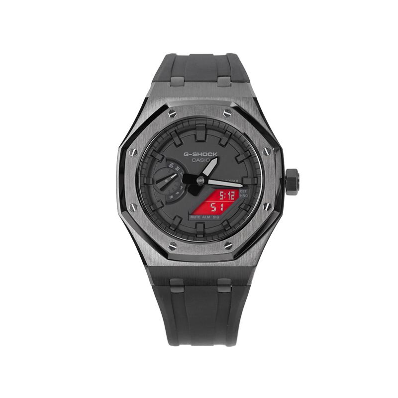 Casio Унисекс Жидкокристаллический/Аналоговый Двойной Дисплей Серия 44,5 мм Черные Часы GA-2100-1A1(Команда788--)