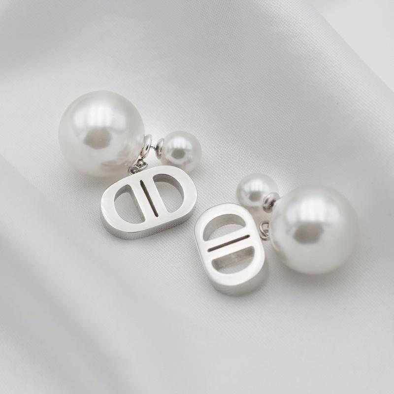 Light Luxury Niche Retro Trendy Small Fragrant Style Stud Earrings, Women'S Double D Pearl Earrings, Advanced Sense