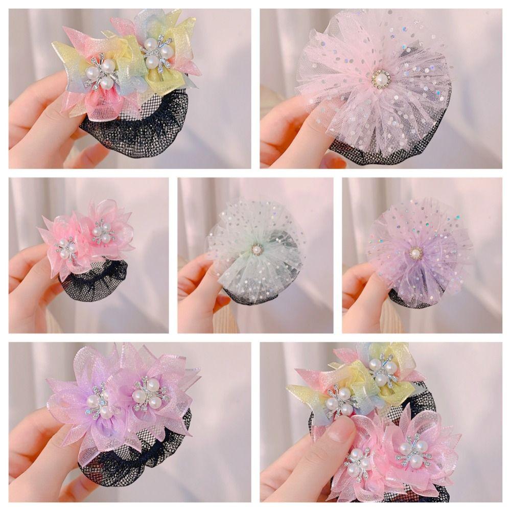 Mesh Snood Spring Clip Princess Sequin Hair Nets Kids Headwear Star Hair Nets Birthday Party