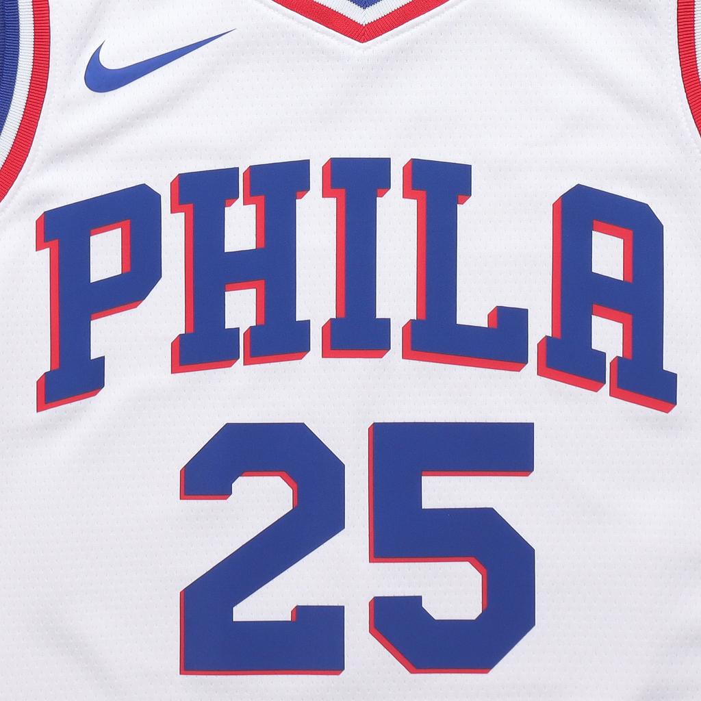 Nike Быстросохнущая баскетбольная майка НБА сезона 2020 года Philadelphia 76ers Simmons No. 25 мужских топов белого цвета CW3605-105