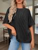Womens Ribbed Batwing T Shirt Short Sleeve Loose Fit Summer Tunic Top