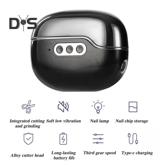 Электрическая машинка для стрижки ногтей, полировщик с УФ-лампой, 3-скоростная, регулируемая, USB-зарядка, 2-в-1, автоматическая пилка для ногтей для детей, взрослых, пожилых людей, маникюр