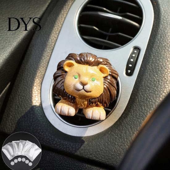 Harz Auto Innenraum Dekoration Niedliches Tier Lüftungsklemme Lufterfrischer mit Aroma-Pad, Löwen Geschenk für Besitzer Leopard Hirsch Eule Armaturenbrett Ornament,
