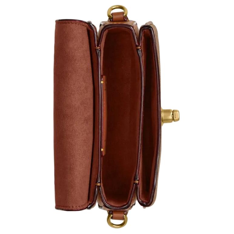 Coach Cassie 17 Removable Chain Shoulder Strap Faux Leather And Cowhide Crossbody Handbag Small Women handbag Brown Caramel CW566-B4XHG