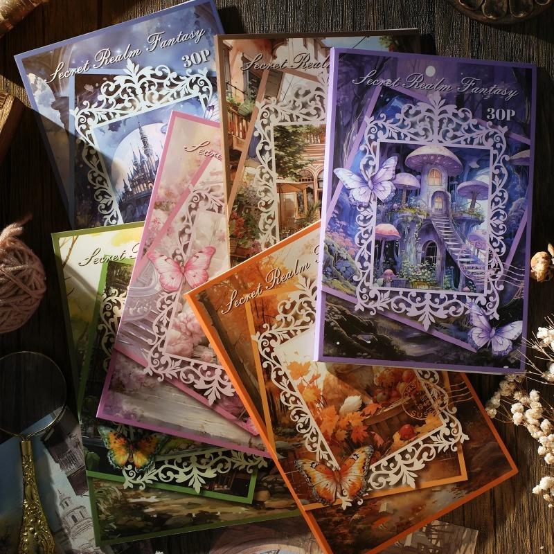 6 Style 30 Sheets/Pack Lightweight Landscape Prints Vintage Paper Delights DIY Dairy Note Book