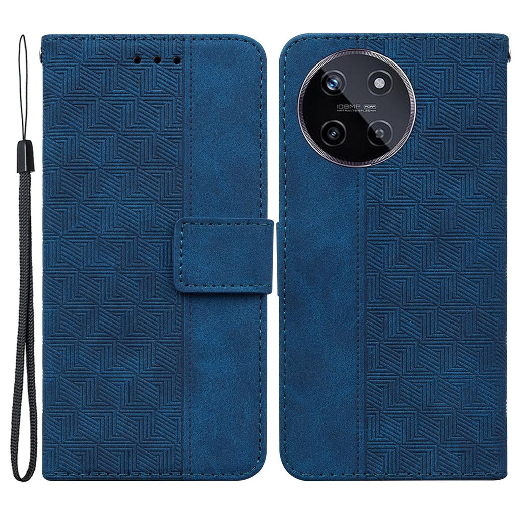 For Realme 11 4G (159.9x73.3x7.95mm) Leather Case Geometry Pattern Phone Wallet