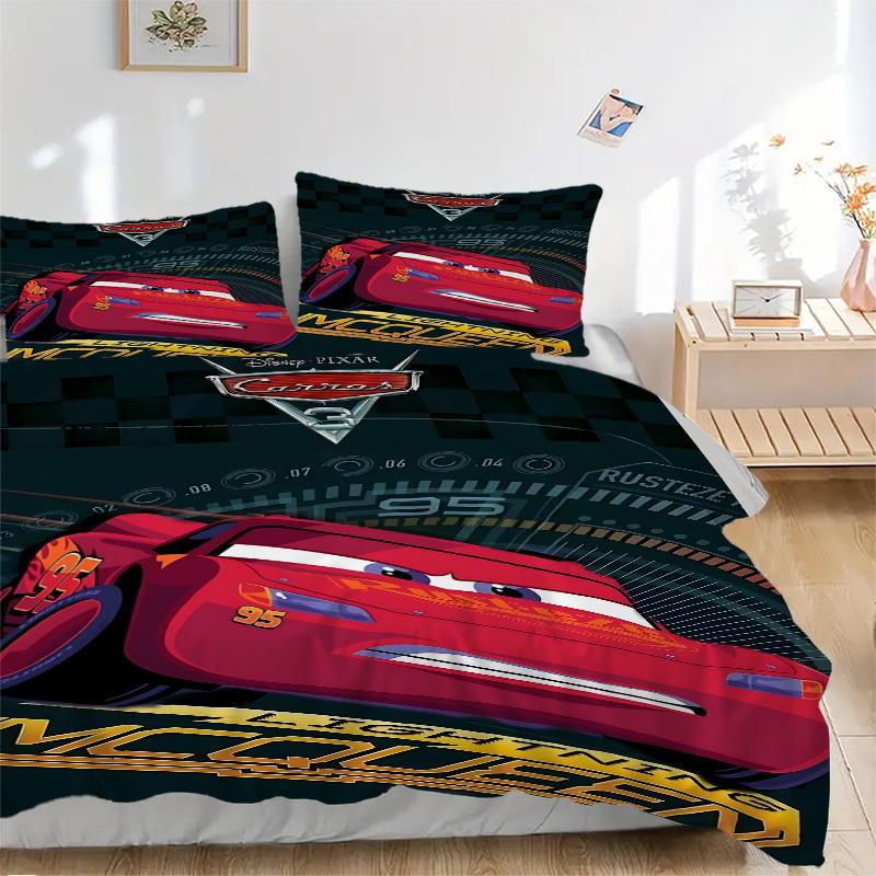 3pcs set Cars Movie Poster1pc of quilt cover+2pcs of pillowcase, no core, print bedding, All Seasons Bedroom Setting051
