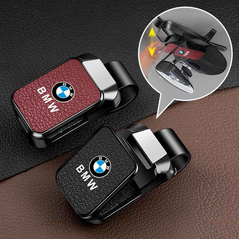 FNBA6 Glasses Holder Card Ticket Storage Clips Car Sunglasses Clip Sun Visor For Bmw M E46 F30 E39 E36 E87 G30 Performance Car Sticker