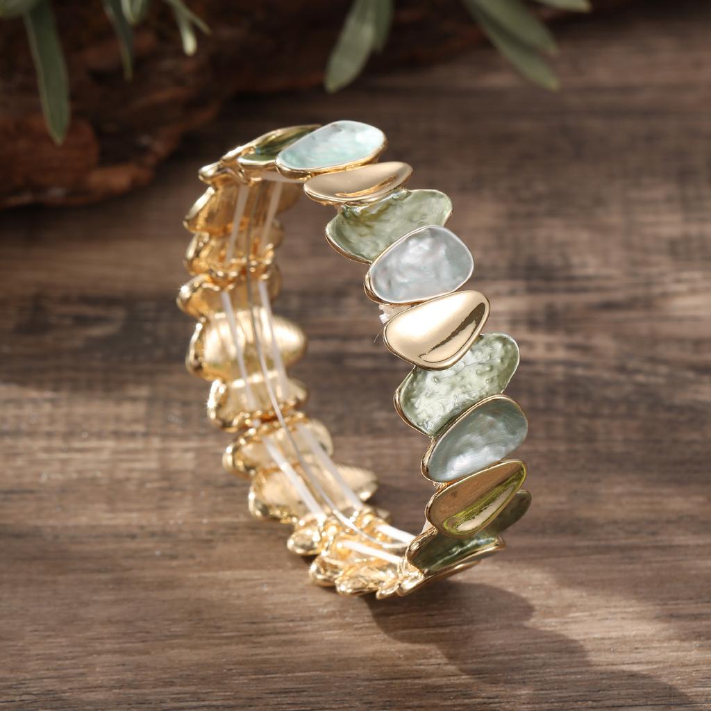 Новый эмалевый геометрический браслет-резинка с лепестками, женский модный высококлассный браслет-резинка с цветком