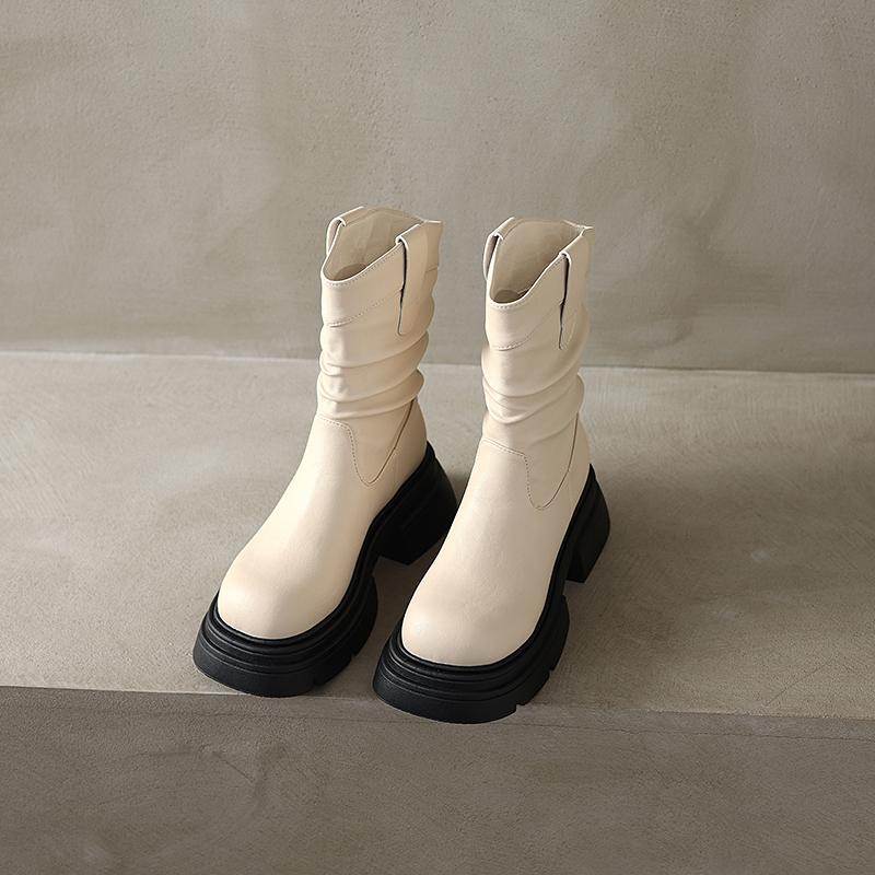 Модный дизайнер винтажные женские полусапоги до середины икры модные слипоны короткие ботильоны женские лаконичные толстые каблуки largas ботильоны