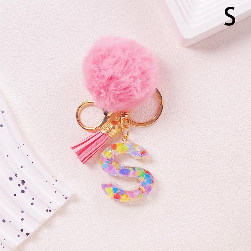 Очаровательный блестящий брелок с инициалами, сверкающий каучуковый кулон в виде алфавита с пушистой буквой, шарм для девочек, сумок, рюкзаков, аксессуаров