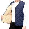 Men Vest Coat V-Neck Sleeveless Single Breasted Solid Color Waistcoat with Pockets Thickened Plush Lining Vest Jacket