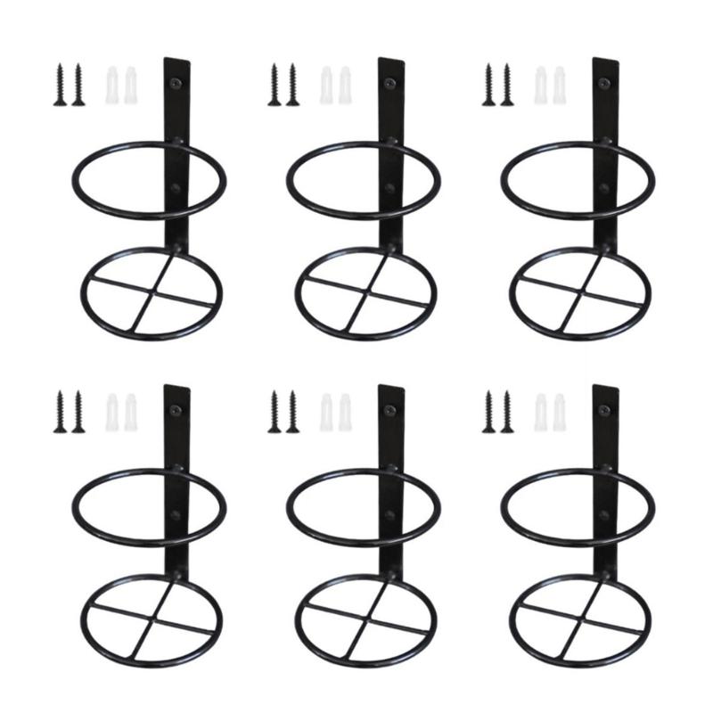 6pcs Iron Wine Bottle Rack Wall Mounted Wine Display Holder for Kitchen Bar Home Decoration Single Champagne Storage