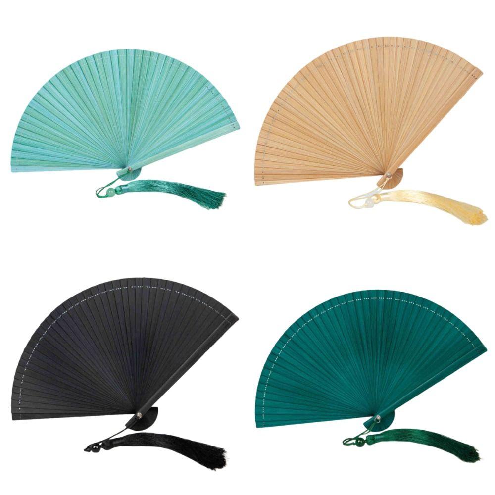 Chinese Style Solid Color Bamboo Fan Exquisite Elegant Handheld Fans Hanfu Accessories