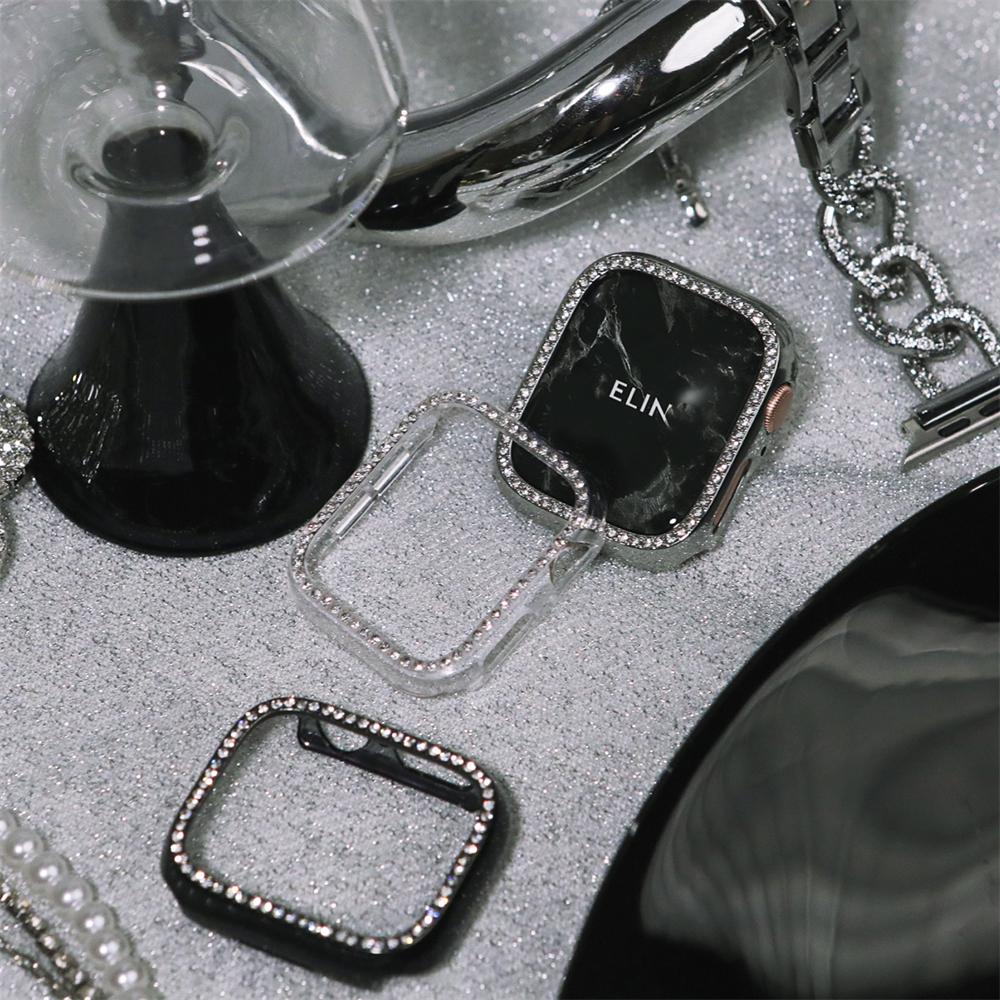 Чехол Diamond PC для Apple Watch Series10 9 8 7 6 SE ultra Bling защитный бампер блестящая рамка для IWatch 46 мм 42 мм 40 мм 41 мм 45 мм 44 мм 49 мм крышка