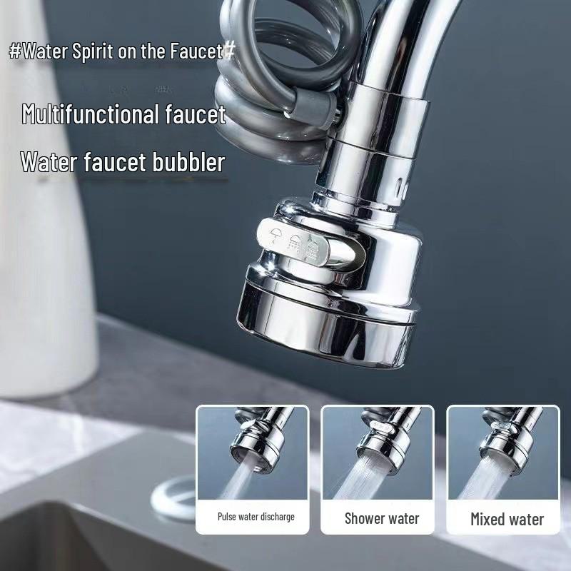 Universal Kitchen Sink Faucet Extender - Rotatable, Pressurized, Splash-Proof Water Spout