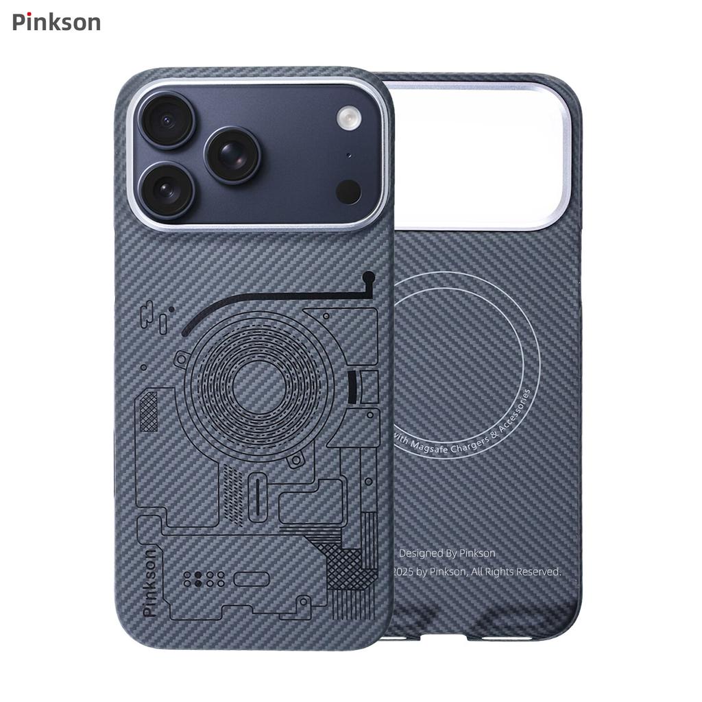 Pinkson IPhone 17 Pro Case, Circuit Board Kevlar Aramid Fiber Carbon Fiber Pattern, Full Coverage Frosted Hard, Slim And Lightweight for Me