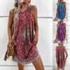 Women Summer Casual Sleeveless Retro Print Sundress One Piece Dress
