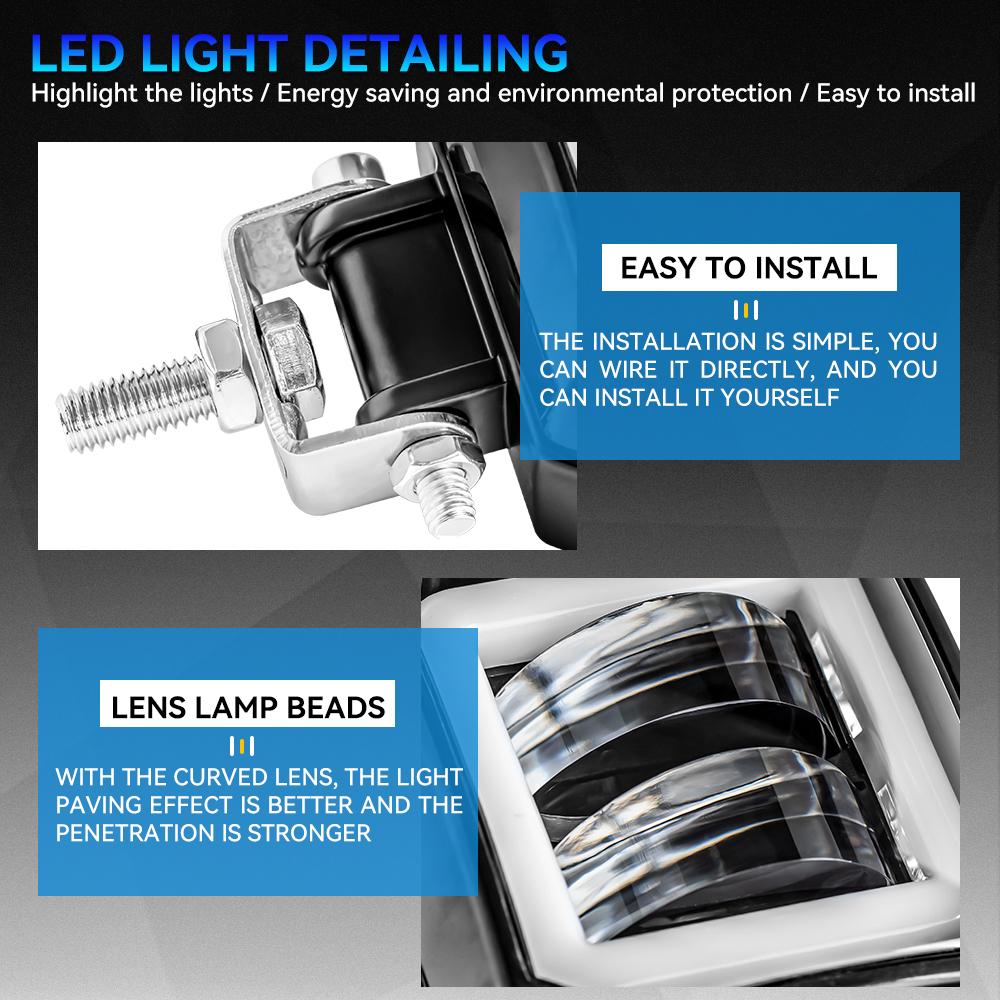 3-дюймовая светодиодная фара-балка, светодиодная рабочая фара, прожектор, светодиодная рабочая лампа для вождения, противотуманные фары, гало, внедорожник, 4WD, автомобиль, лодка, грузовик, внедорожник, пикап, квадроцикл