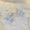 Silver stud earrings, blue flowers, 925 silver
