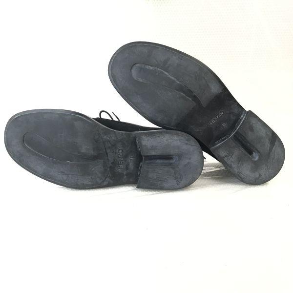 Сделано во Франции KENZO Замшевые Туфли Дерби из Кожи с Гладким Мыском Мужские 41 25.5-26.0 Черные Винтаж(ИСПОЛЬЗОВАЛ)