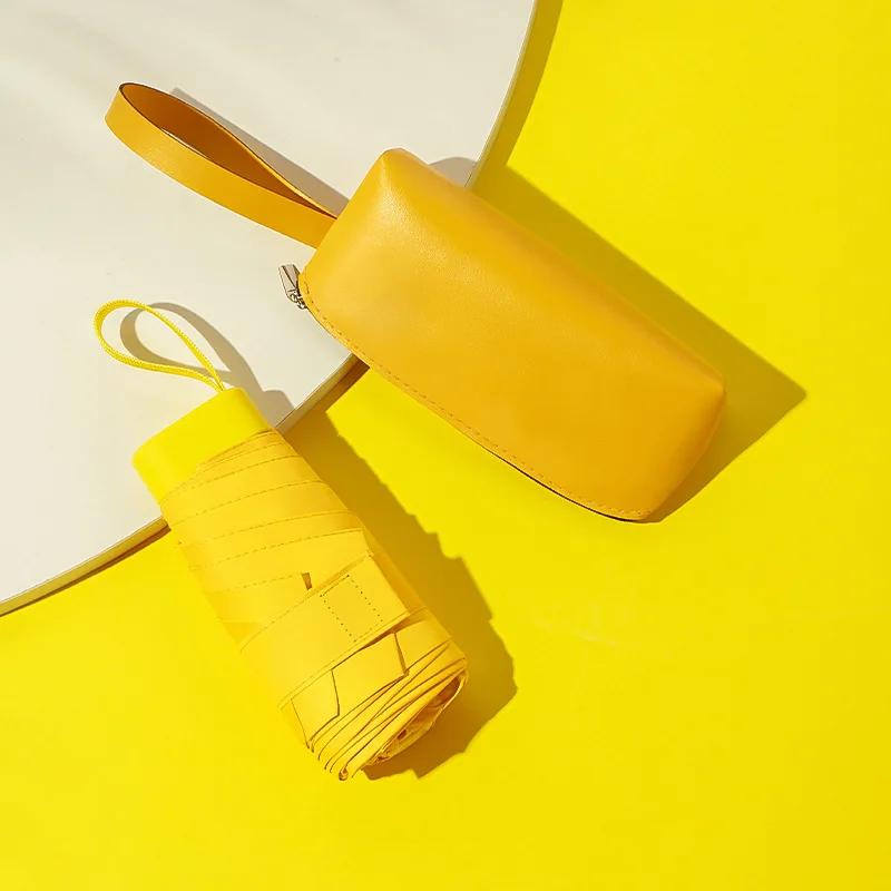 Мини складной солнцезащитный зонт для женщин, солнцезащитный козырек от солнца и ультрафиолета, небольшой портативный карманный зонтик от дождя и солнца