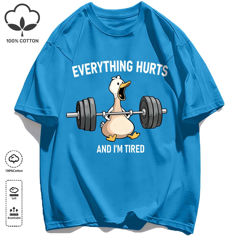 The Great Goose Striving For Fitness T-Shirt Unisex Loose Cotton Tee Trendy Summer Short Sleeve Unisex All-Match Hip Hop Clothing