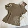 Summer Thin Breathable Hollow Knitted Sweater Women's Pullover Round Neck Simple Knitted Short Sleeved T-shirt