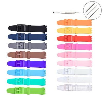 Силиконовый ремешок для часов Swatch, ремешок для часов 12 мм, 16 мм, 17 мм, 19 мм, 20 мм, водонепроницаемый резиновый браслет, аксессуары с инструментами
