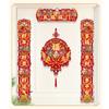 Five Blessings Pattern Spring Couplets Flocking Paper Chunlian Set  Home Door Decoration