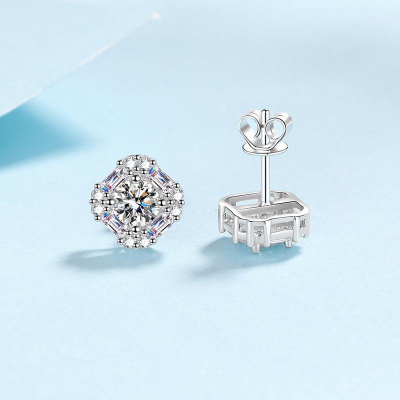 Серьги из стерлингового серебра 925 пробы для женщин, серьги с кубиками сахара из муассанита, покрытые изысканным золотом pt950, ювелирные изделия для ушей