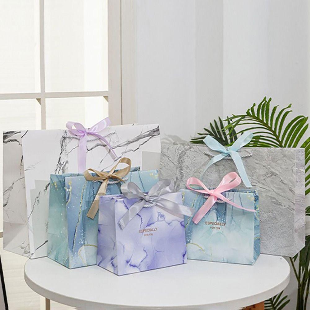 Multi-size Marble Printing Gift Bag Marble Pattern Handhold Tote Gift Wrapping Bag
