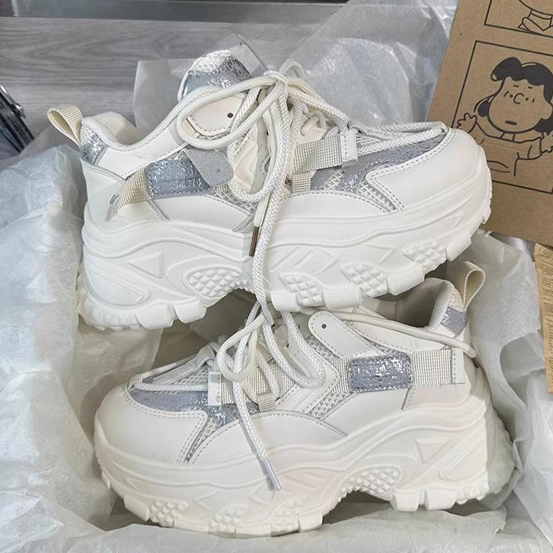 Женская обувь Daddy Shoes из натуральной кожи, весна-лето, новые сетчатые дышащие кроссовки на увеличенной платформе для отдыха