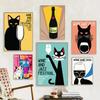 Retro Wine And Jazz Summer Festival Poster Canvas Painting Abstract Cats Drink Wall Art For Modern Living Room Home Decor