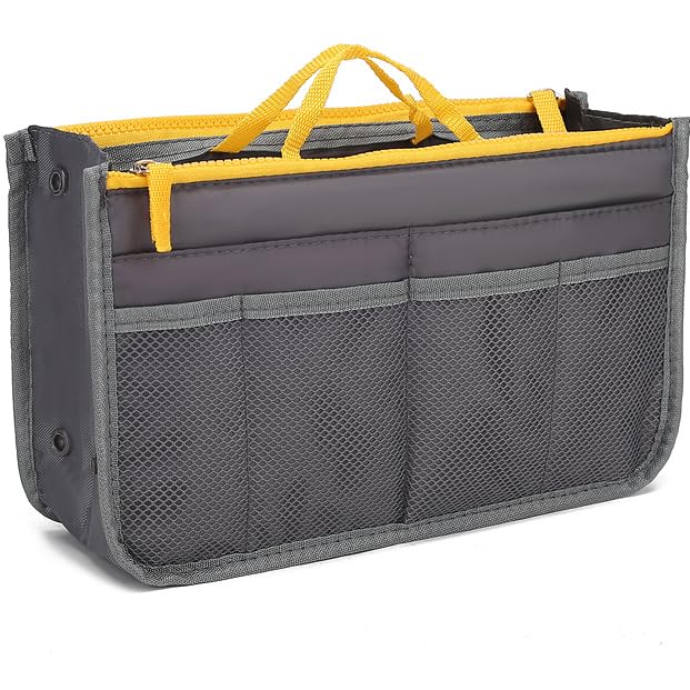 Bag-in-bag inner bag lightweight self-standing storage cosmetic multi-bag pouch travel multifunctional durable camping organization (gray)