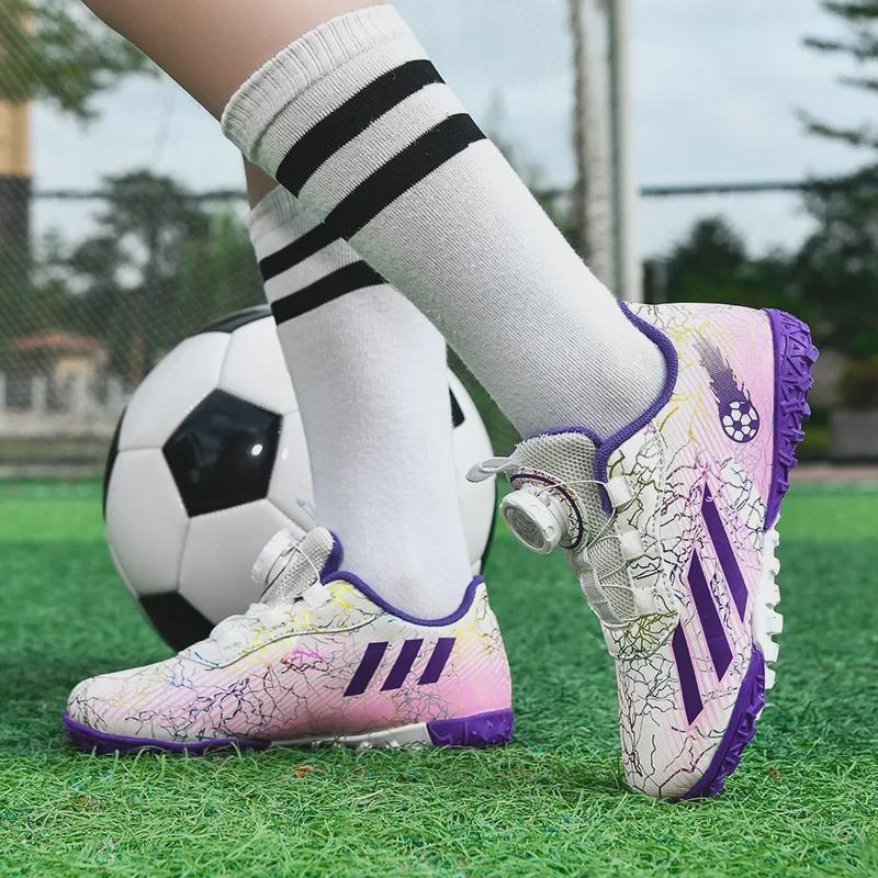 Kids' Low-Top Football Training Shoes with Rotating Buckle