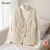 Women's V-Neck Quilted Wool Blend Warm Vest